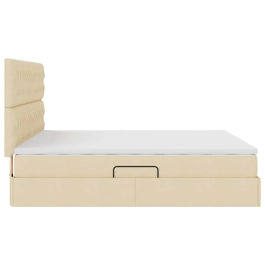 Lit avec rangement et matelas Crème 180 x 200 cm tissu - 10