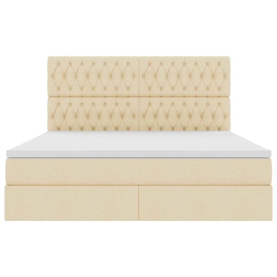 Lit avec rangement et matelas Crème 180 x 200 cm tissu - 7