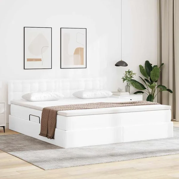 Lit avec rangement et matelas Blanc pur 180 x 200 cm