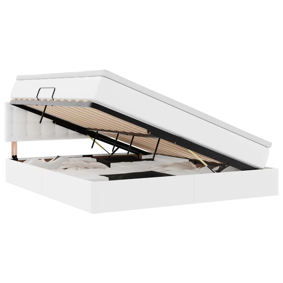 Lit avec rangement et matelas Blanc pur 180 x 200 cm - 2