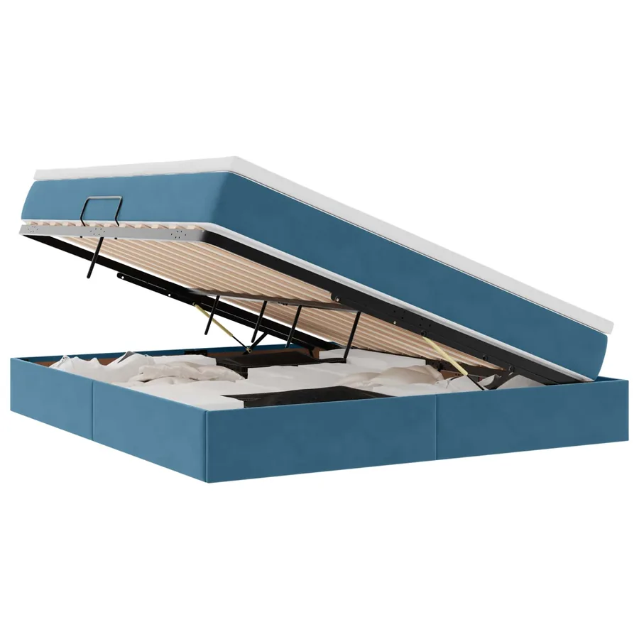 Lit avec rangement et matelas Bleu foncé 180 x 200 cm Velours - 2