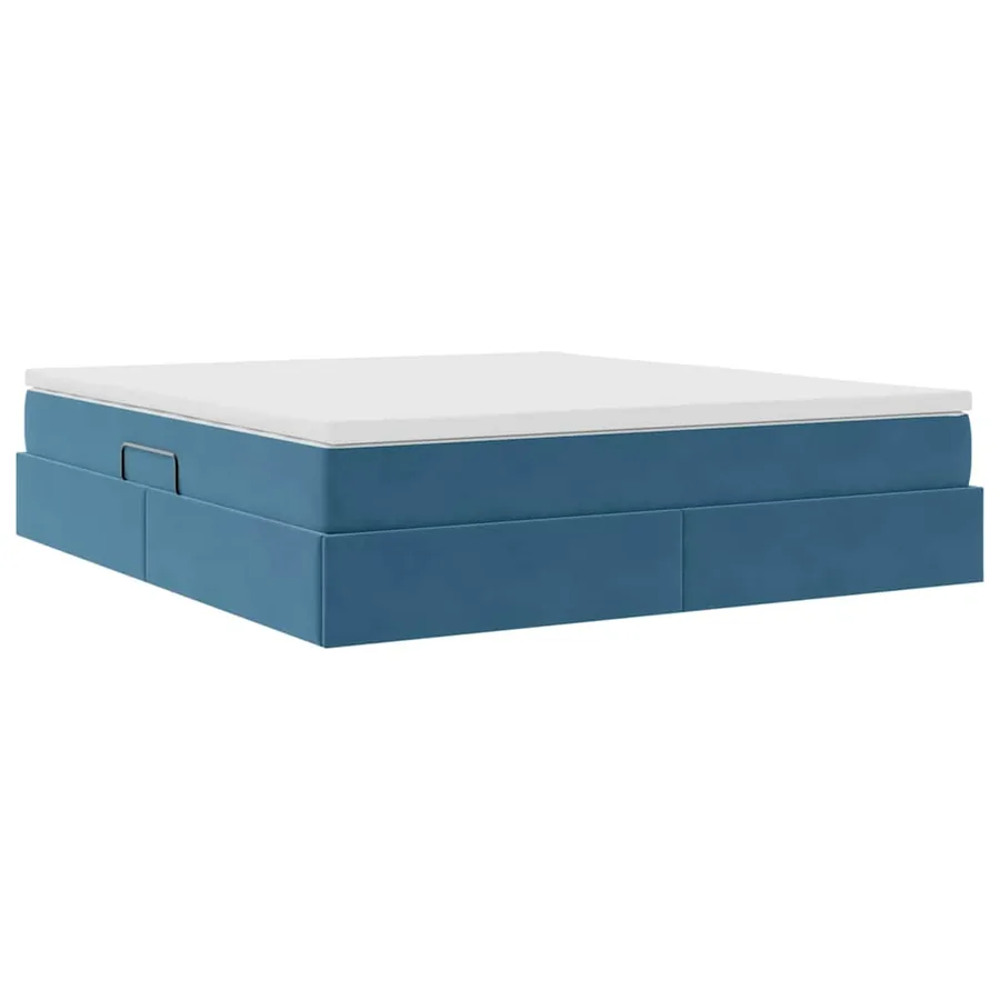 Lit avec rangement et matelas Bleu foncé 180 x 200 cm Velours - 8