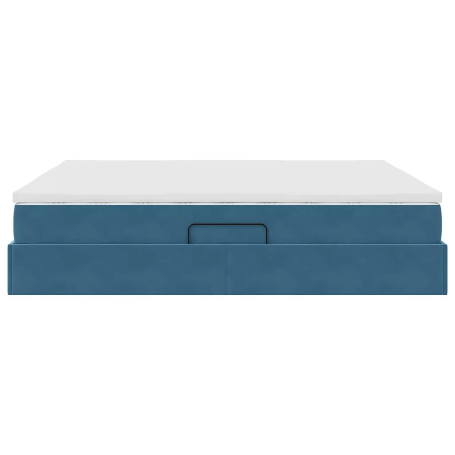 Lit avec rangement et matelas Bleu foncé 180 x 200 cm Velours - 9