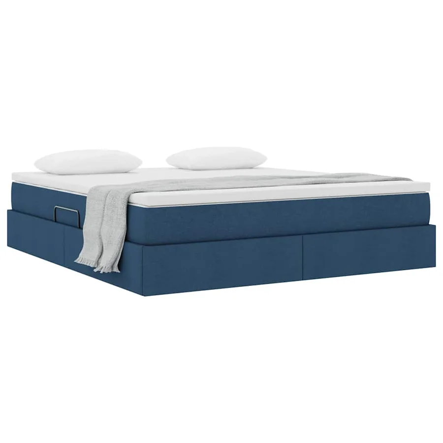 Lit avec rangement et matelas Bleu 180 x 200 cm Polyester - 3