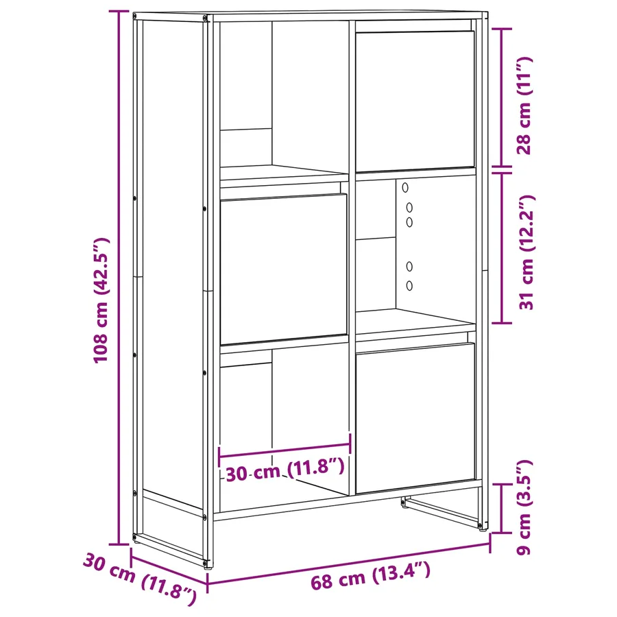 Bibliothèque Sonoma 68 x 30 x 108.5 cm Bois d'ingénierie - 13