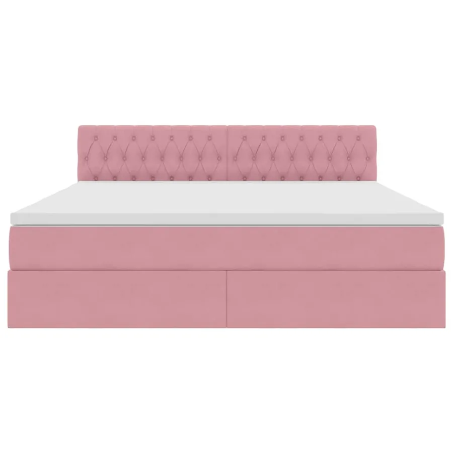 Lit de Rangement avec matelas Rose 180 x 200 cm Velours - 7
