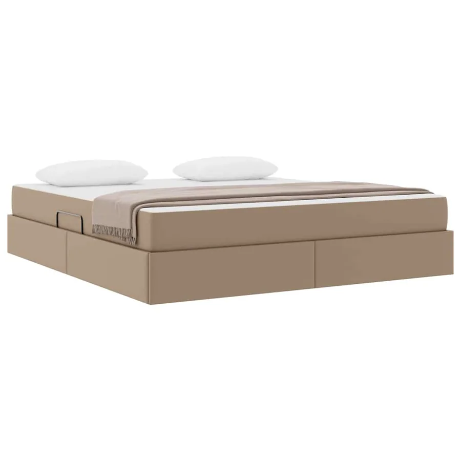 Lit avec rangement et matelas 2 pcs Cappuccino Cuir - 3