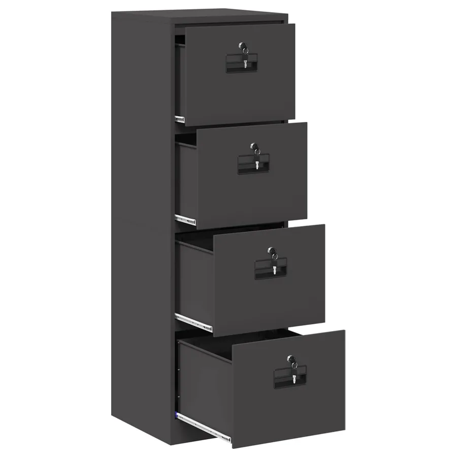 Cabinet de Dossier Noir 45,5 x 42 x 139 cm Acier Laminé à Froid - 6
