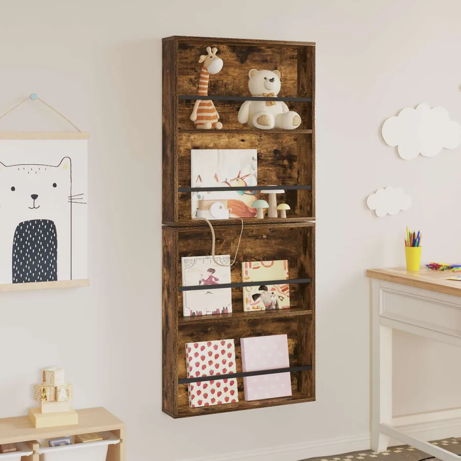 Étagère à magazines 2 pcs Chêne fumé 60 x 12 x 70 cm - 4