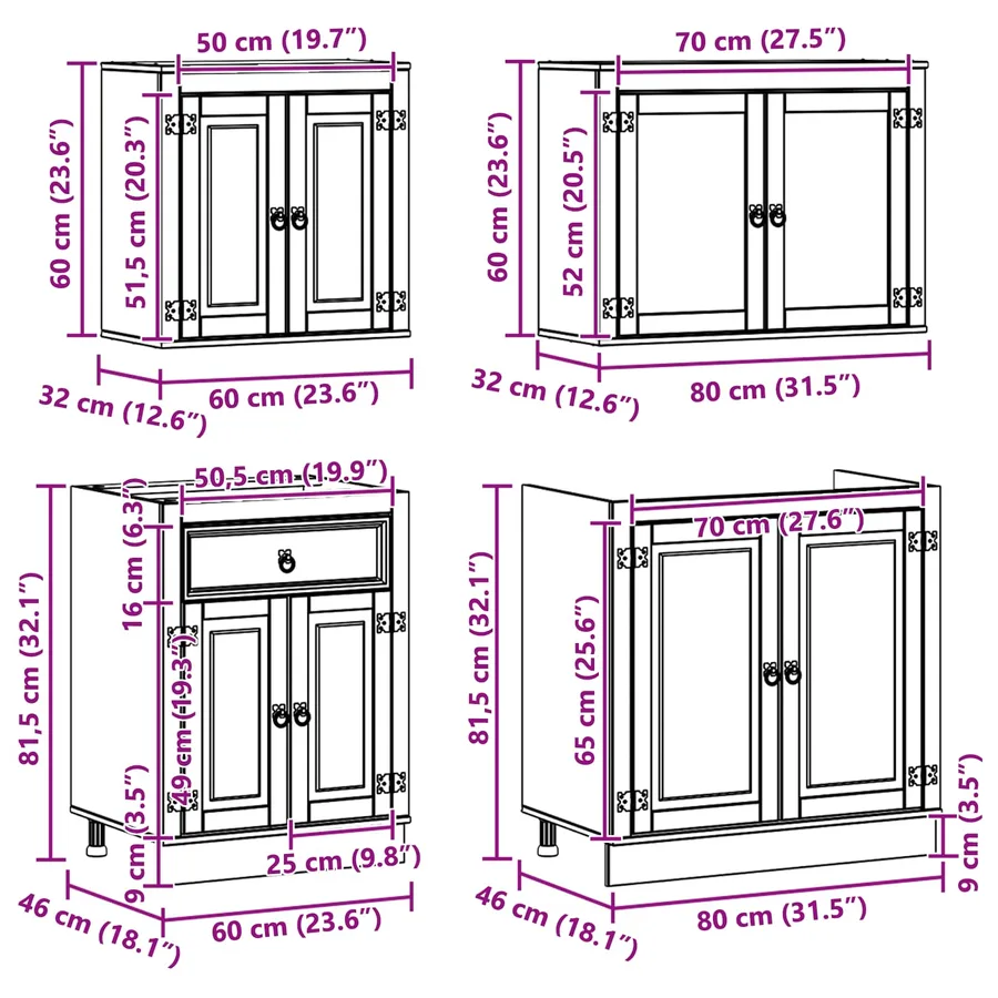 Armoire avec étagère avec porte SKI 4 pcs Brun Miel Pin massif - 16