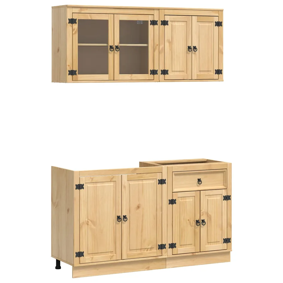 Armoire avec étagère avec porte SKI 4 pcs Brun Miel Pin massif - 2