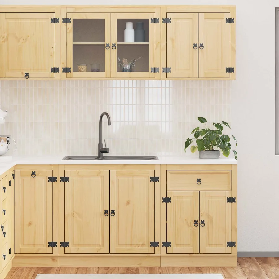 Armoire avec étagère avec porte SKI 4 pcs Brun Miel Pin massif - 4