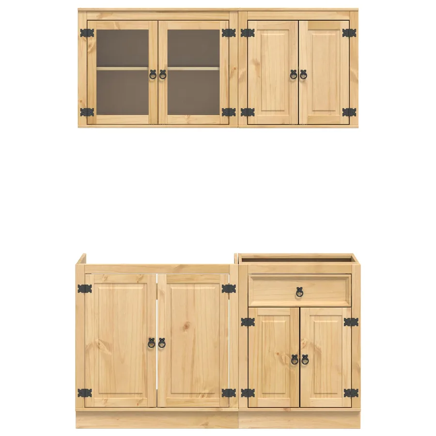 Armoire avec étagère avec porte SKI 4 pcs Brun Miel Pin massif - 7