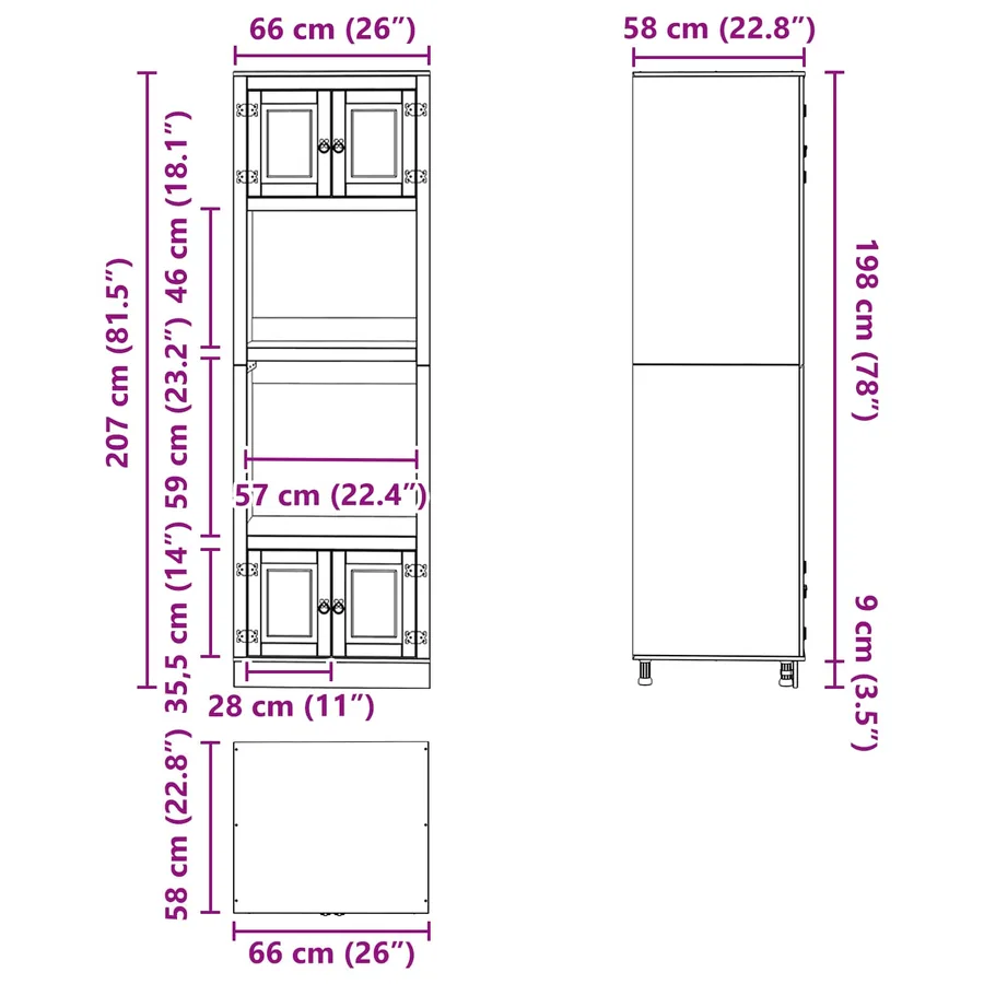Armoire SKI Brun Miel 66 x 58 x 207 cm Pin massif - 14
