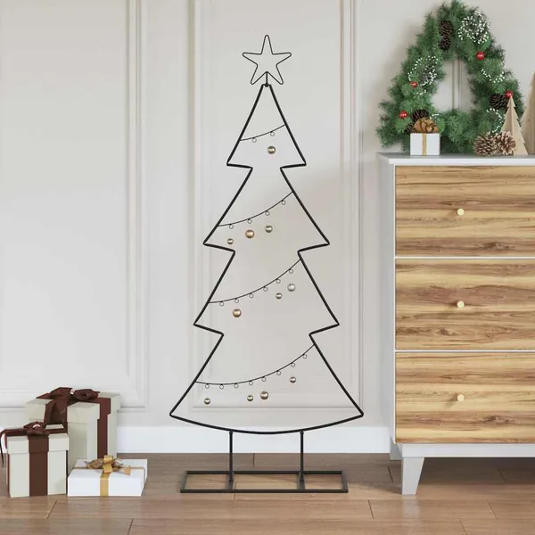 Arbre de Noël en métal avec support Noir 125 cm Acier