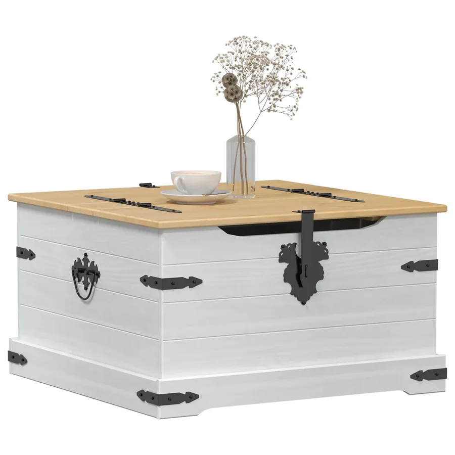 storage box avec étagère Blanc 78 x 78 x 45 cm Pin massif - 3