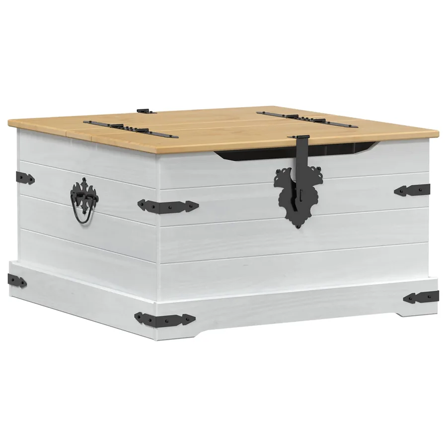 storage box avec étagère Blanc 78 x 78 x 45 cm Pin massif - 6