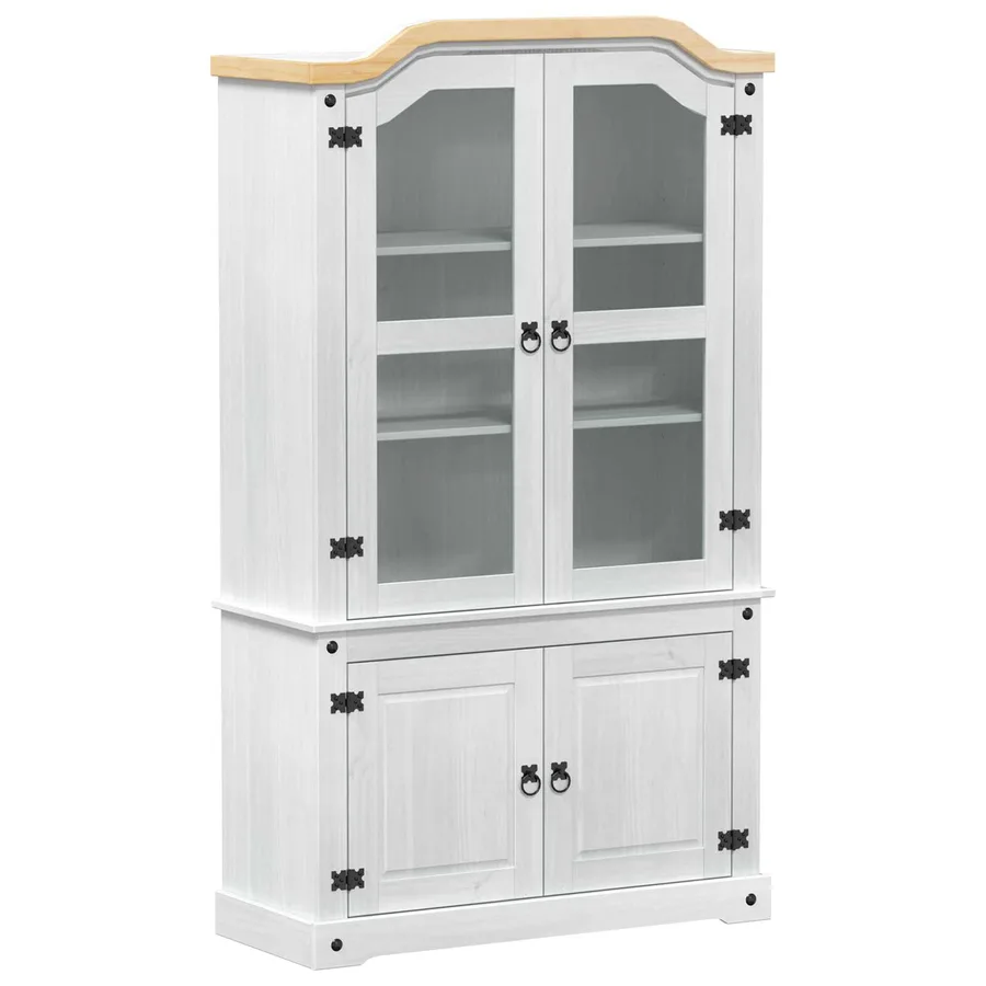 Vitrine Blanc 103,5 x 42 x 180 cm Pin massif - 2