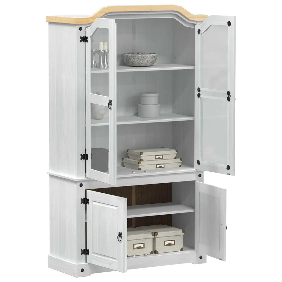 Vitrine Blanc 103,5 x 42 x 180 cm Pin massif - 3
