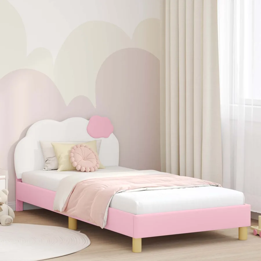 Cadre de lit pour enfants avec tête de lit Rose 90 x 200 cm PU