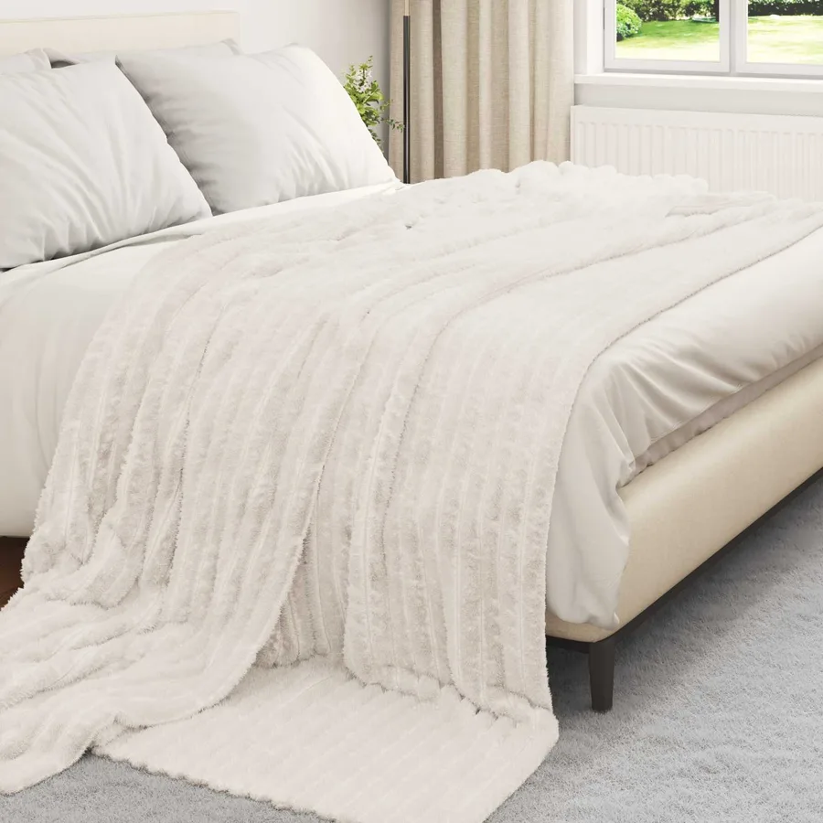 Couvertures à jeter 6 pcs Crème 270 x 240 cm Toison - 3