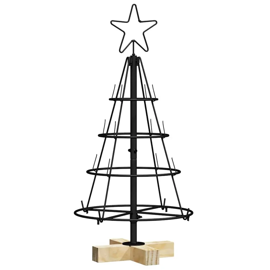 Arbre en cône de Noël avec support Noir 60 cm Acier - 2