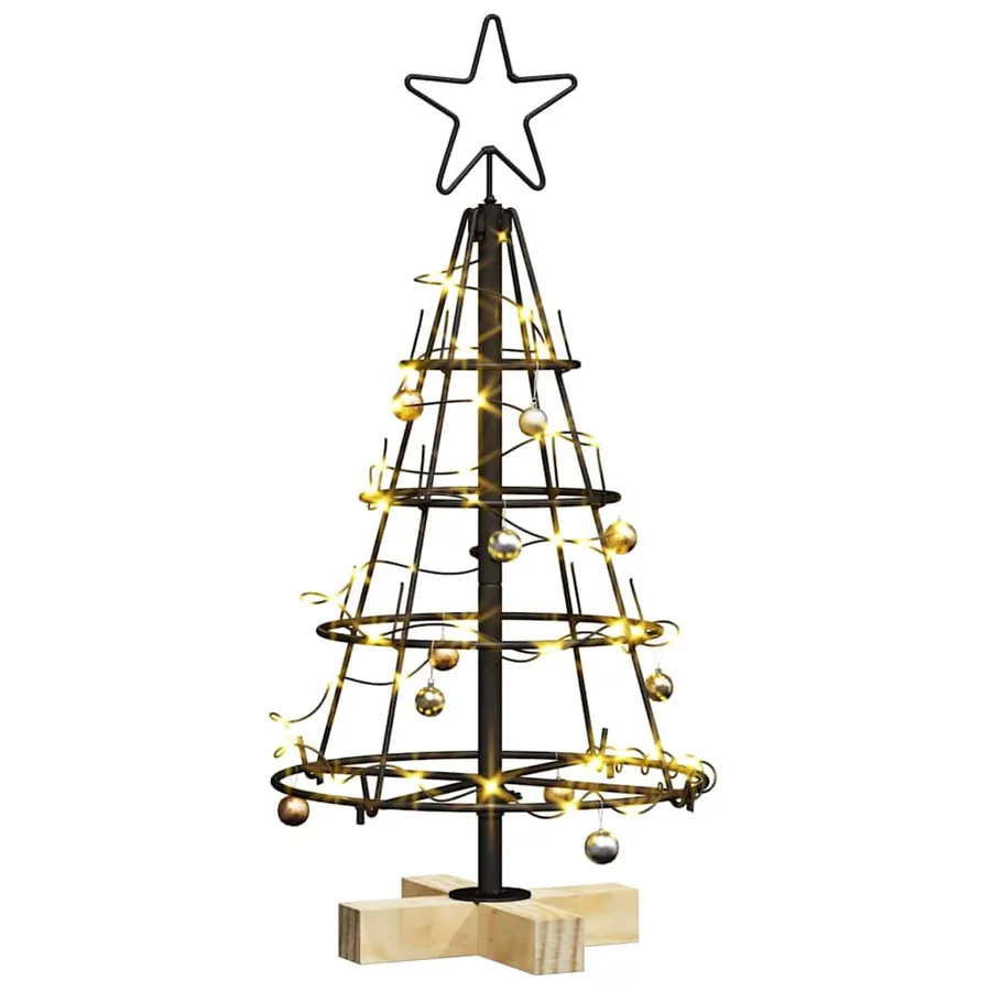 Arbre en cône de Noël avec support Noir 60 cm Acier - 3