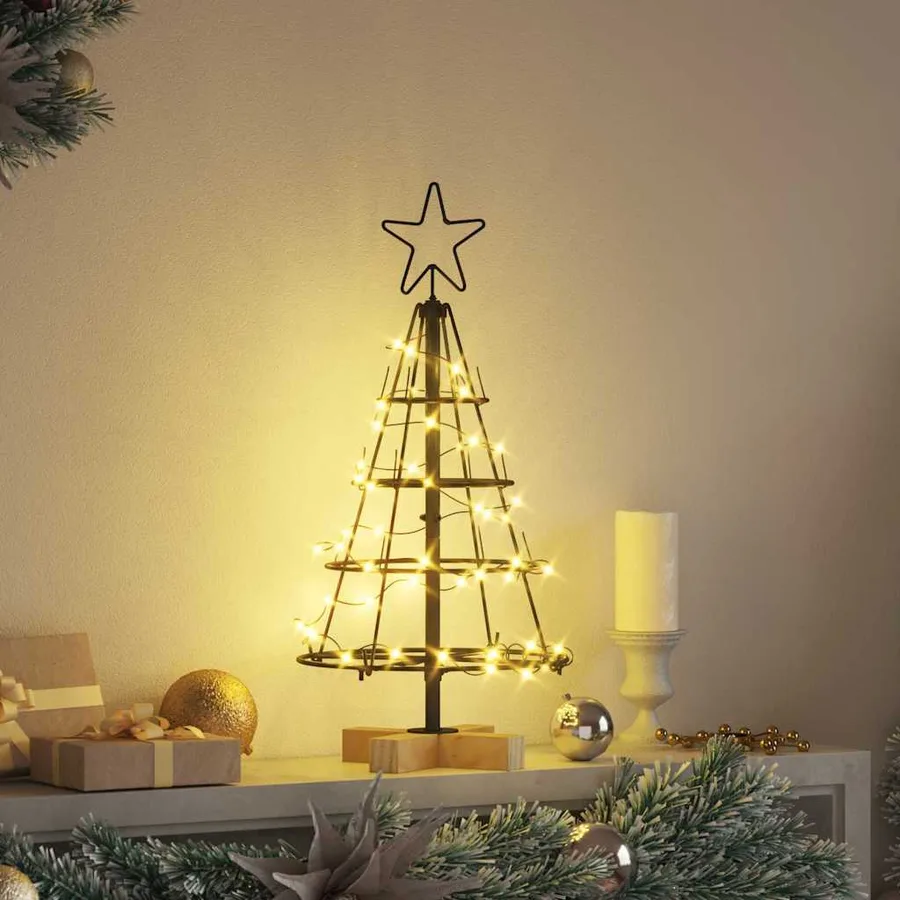 Arbre en cône de Noël avec support Noir 60 cm Acier - 4