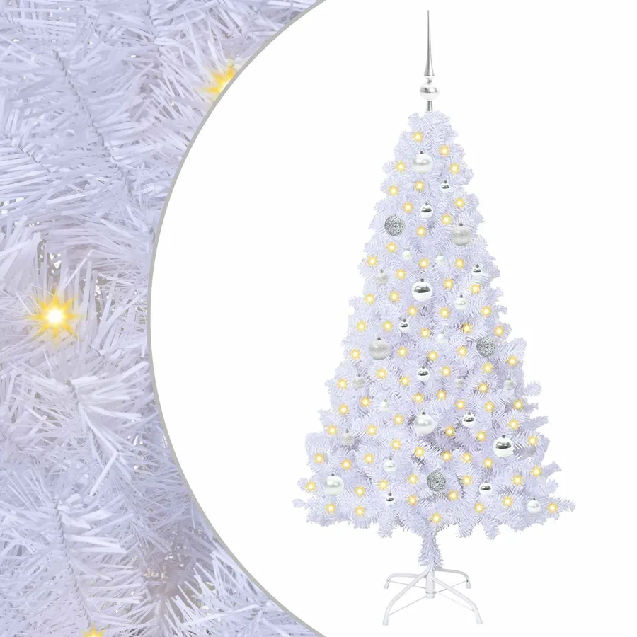 Sapin de Noël artificiel avec 150 LED Blanc 150 cm PVC et Acier - 2