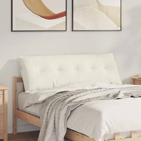 Coussin de Dos Crème 140 x 50 cm Tissu en velours côtelé