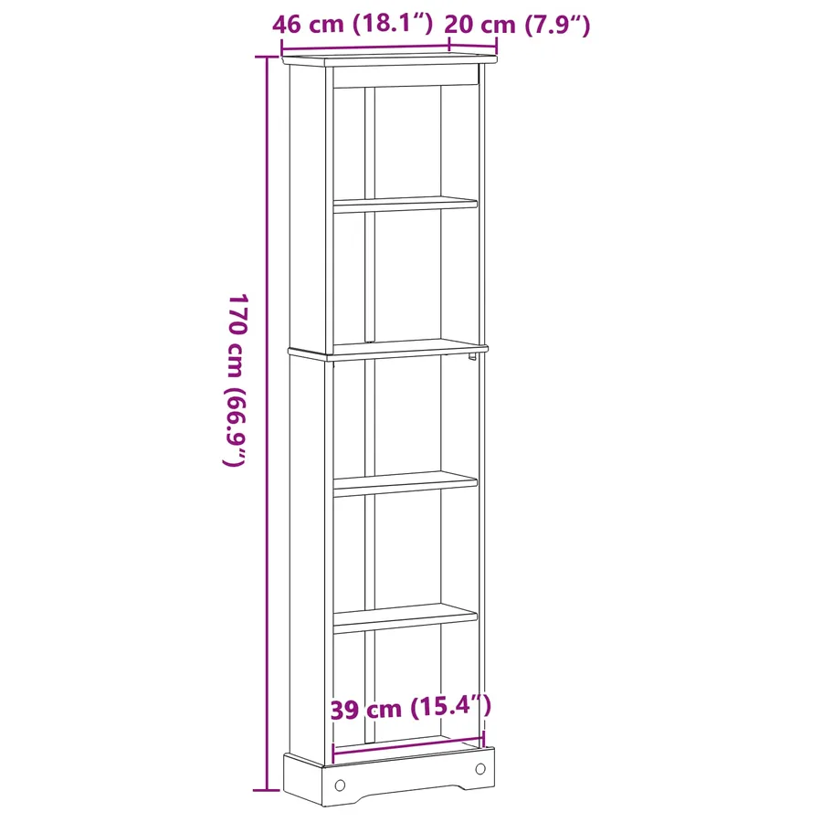 Bibliothèque Blanc 46 x 20 x 170 cm Pin massif - 9