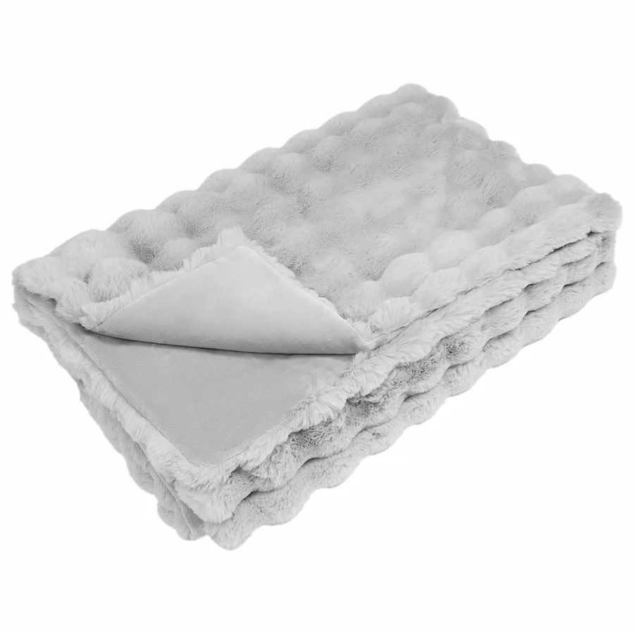 Couverture antidérapante en fausse de lapin Olite 4 pcs Gris - 5