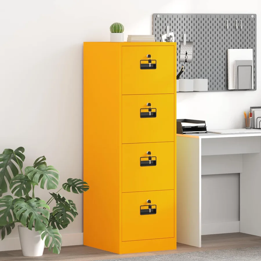 Cabinet de Dossier avec tiroir Jaune moutarde 44 x 50 x 139 cm