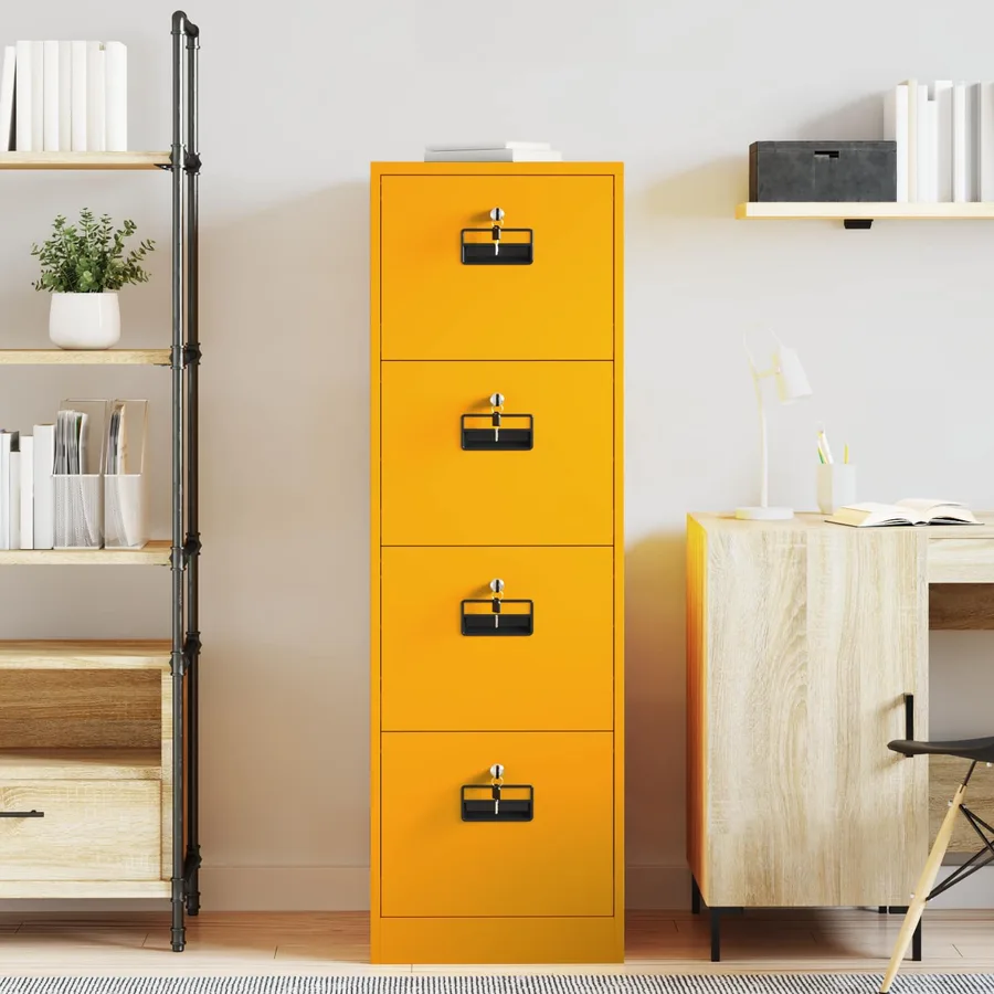 Cabinet de Dossier avec tiroir Jaune moutarde 44 x 50 x 139 cm - 4