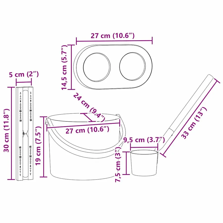 Ensemble d'accessoires de sauna 4 pcs Noir - 9