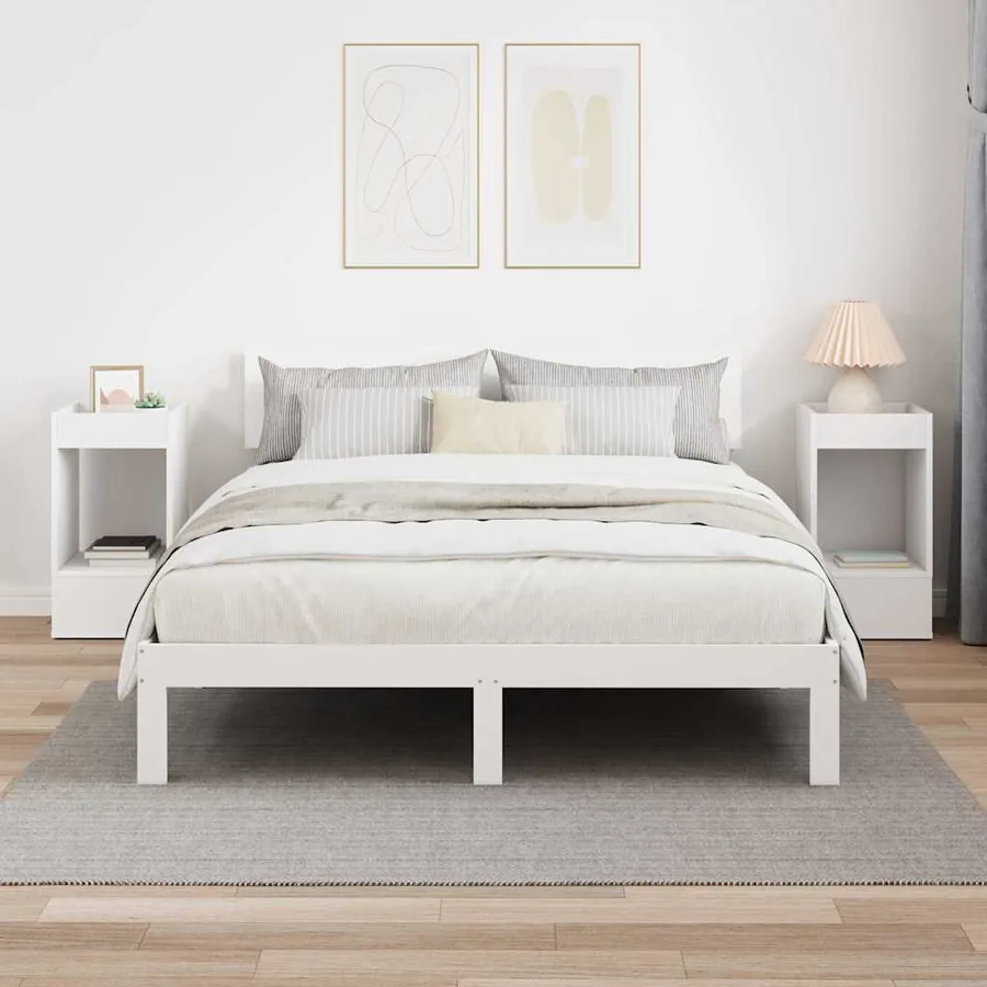 Table d'appoint 2 pcs Blanc 30 x 30 x 56 cm Bois d'ingénierie - 4