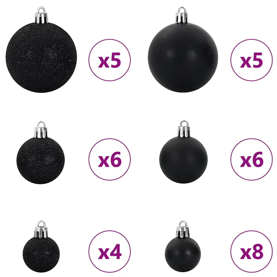 Arbre de Noël artificiel pré-éclairé avec ensemble de boules - 7