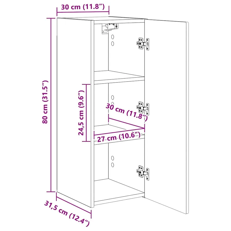 Meuble TV mural 2 pcs Sonoma 30 x 31 x 80 cm Bois d'ingénierie - 15