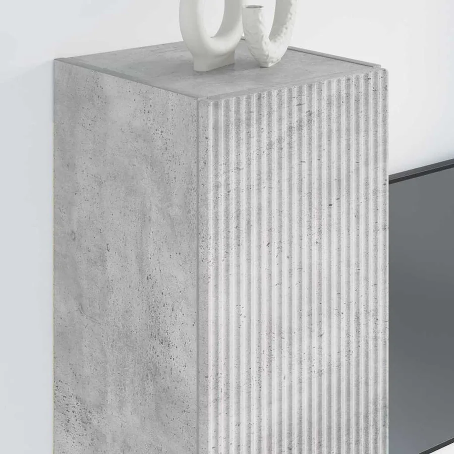 Meuble TV mural 2 pcs Béton 30 x 31 x 80 cm Bois d'ingénierie - 4