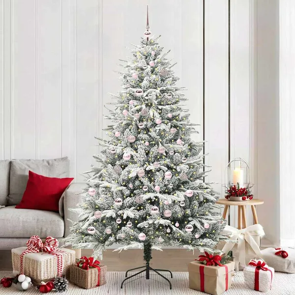 Arbre de Noël artificiel pré-éclairé avec ensemble de boules
