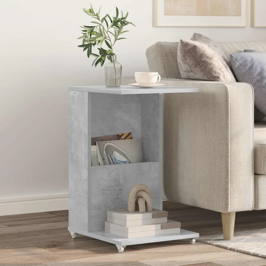 Table d'appoint Gris béton 40 x 35 x 60 cm Bois d'ingénierie