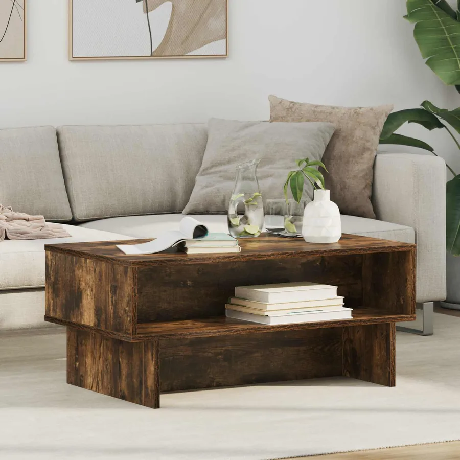Table basse Chêne fumé 80 x 46 x 35 cm Bois d'ingénierie