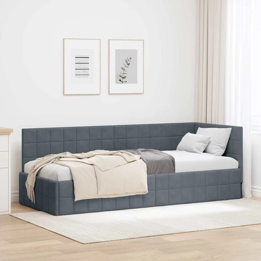 Cadre de lit d'angle Gris foncé 80 cm x 200 cm Velours