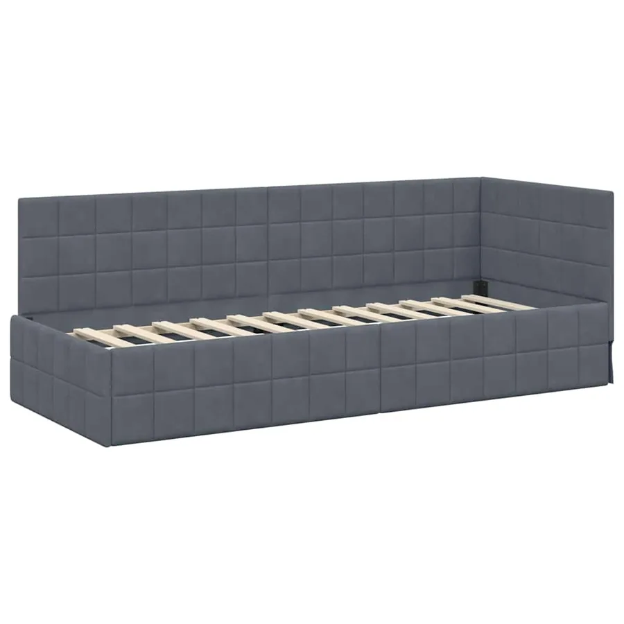 Cadre de lit d'angle Gris foncé 80 cm x 200 cm Velours - 4
