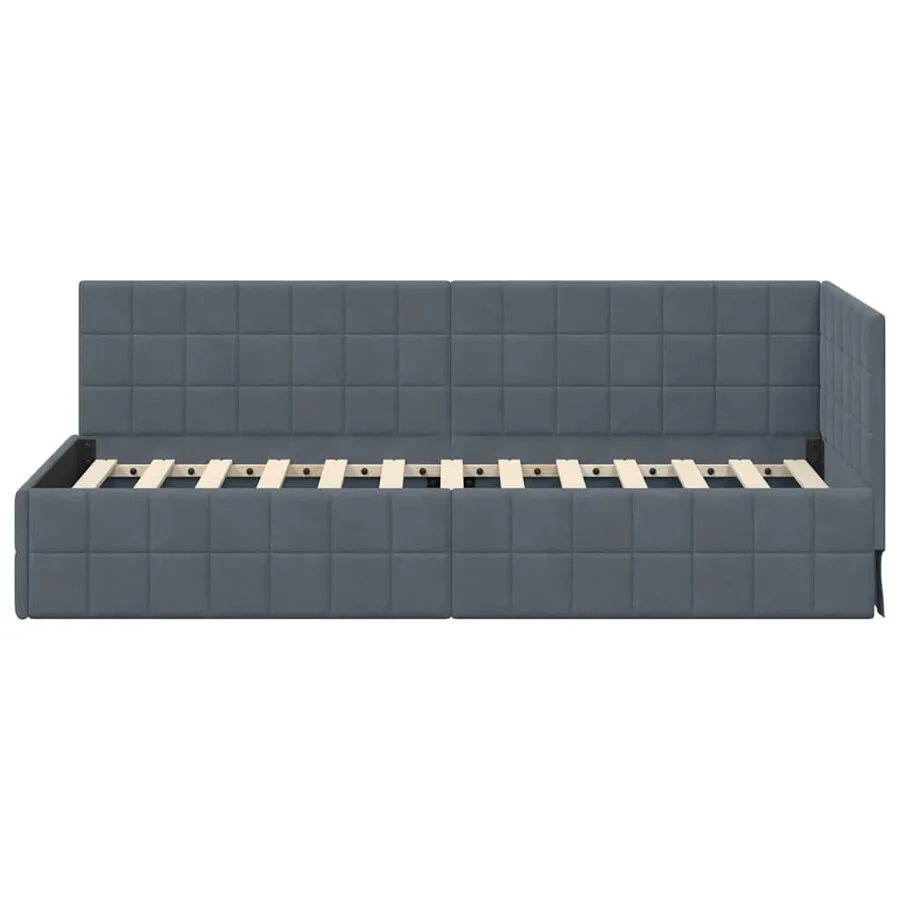 Cadre de lit d'angle Gris foncé 80 cm x 200 cm Velours - 5