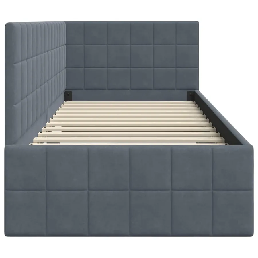 Cadre de lit d'angle Gris foncé 80 cm x 200 cm Velours - 6