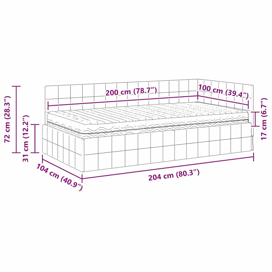 Cadre de lit d'angle avec matelas 2 pcs Vert Velours - 14