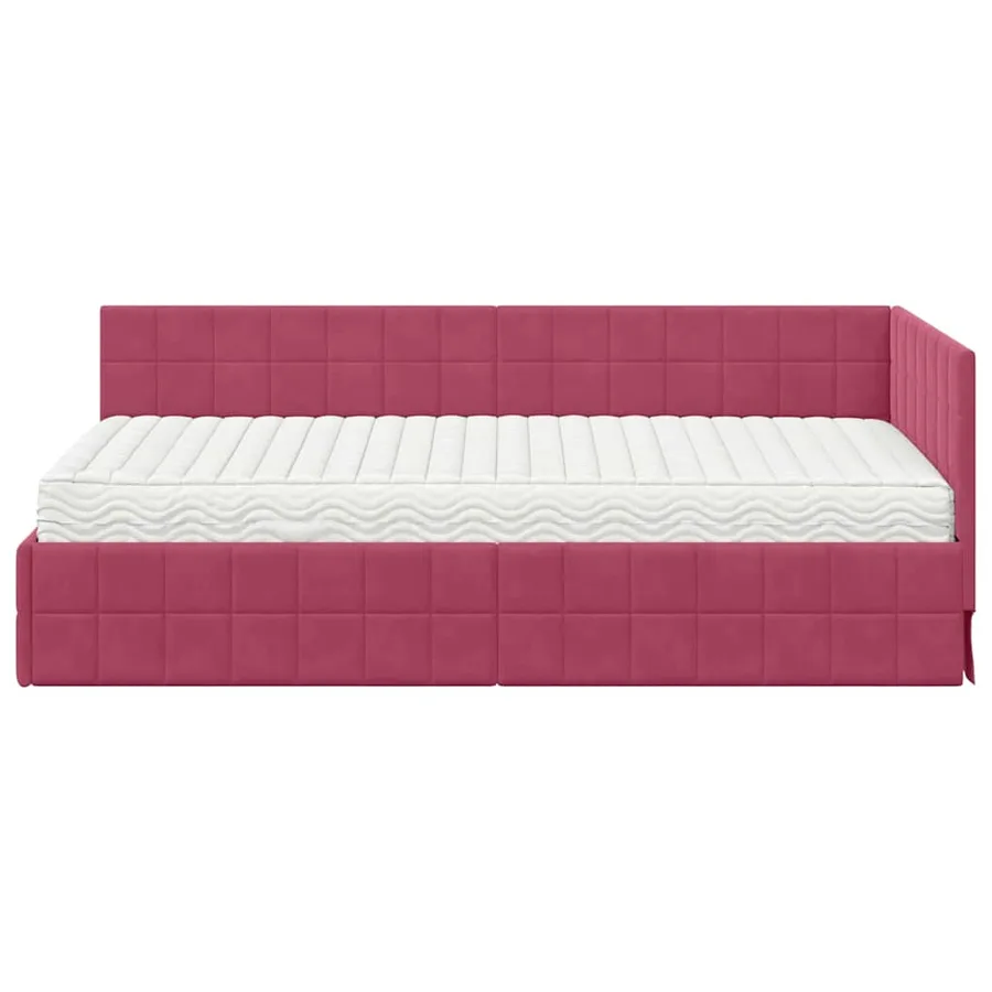 Cadre de lit d'angle avec matelas 2 pcs Vert Velours - 5