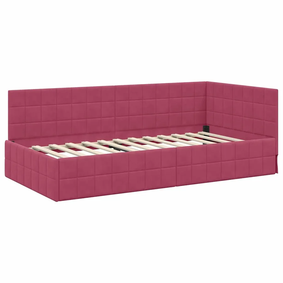 Cadre de lit d'angle avec matelas 2 pcs Vert Velours - 6