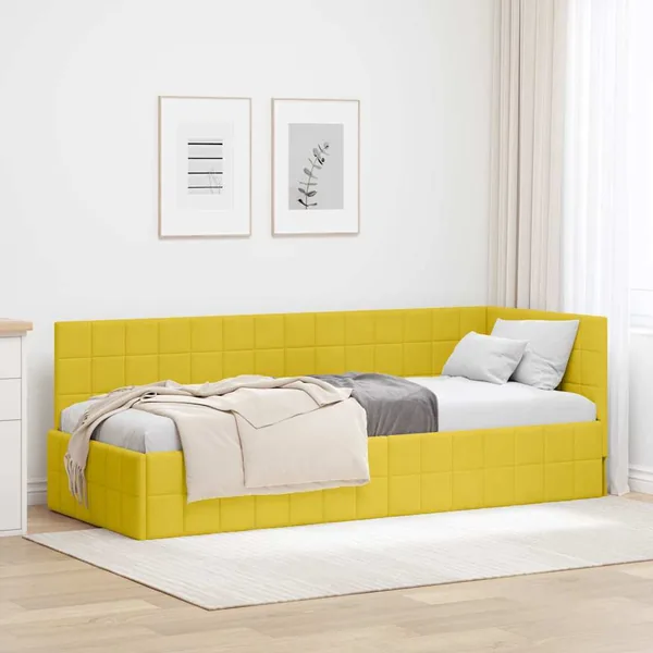Cadre de lit d'angle Jaune 80 cm x 200 cm Velours